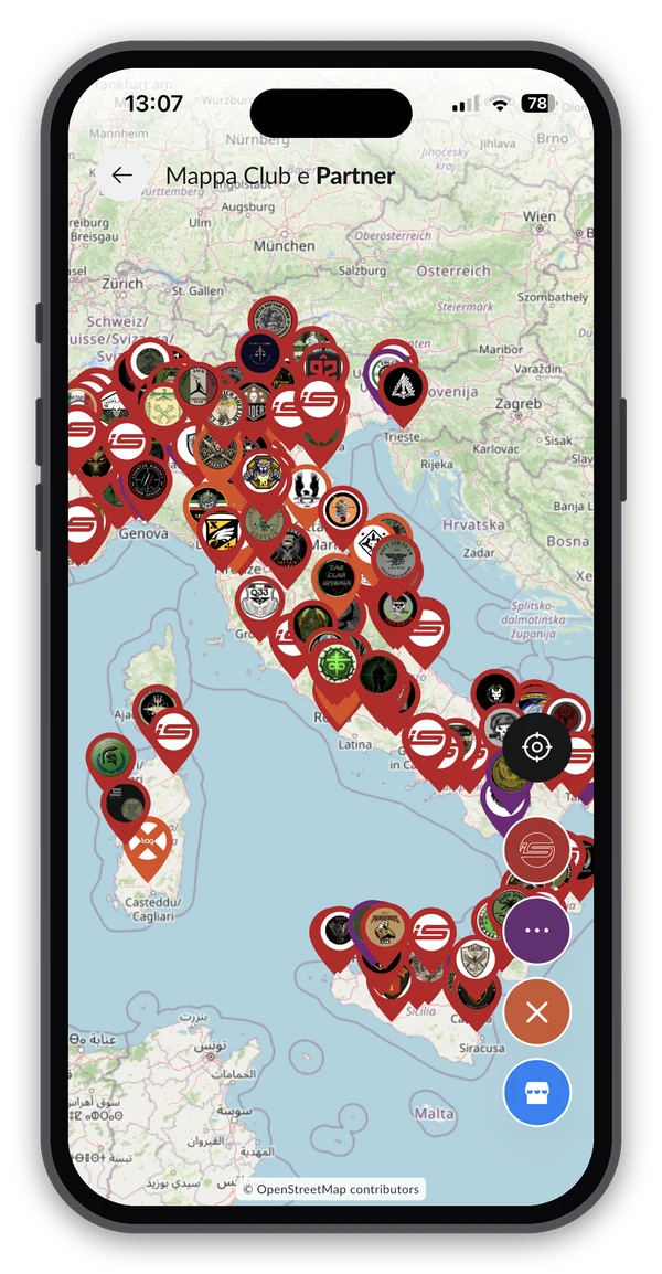 Mappa dei club e dei partner in Italia